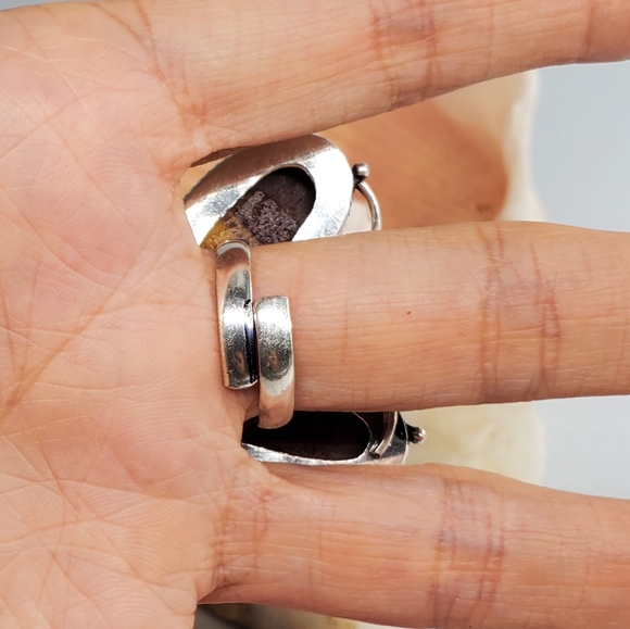 Natural Mookait Stones Silver Butterfly Ring - Picture 6 of 6